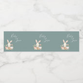 Cute Green Waterverf Bunny Baby shower Waterfles Etiket (Enkel label)
