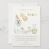 Cute Green Waterverf Dog any Age Birthday Party Bedankkaart (Voorkant)