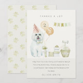 Cute Green Waterverf Dog any Age Birthday Party Bedankkaart (Voorkant / Achterkant)