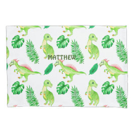Cute Green Waterverf Oerwoud Dinosaur Pattern Kussensloop