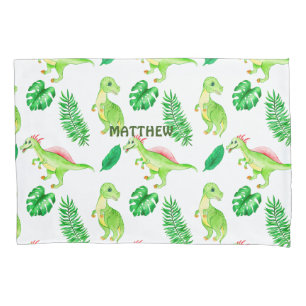 Cute Green Waterverf Oerwoud Dinosaur Pattern Kussensloop
