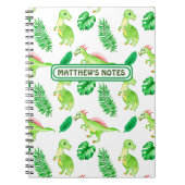 Cute Green Waterverf Oerwoud Dinosaur Pattern Notitieboek (Voorkant)
