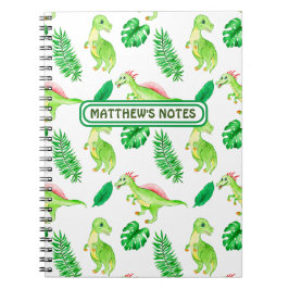 Cute Green Waterverf Oerwoud Dinosaur Pattern Notitieboek