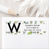 Cute Green Waterverf Paint Summer Cactus Pattern Etiket (Insitu)