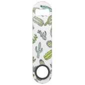 Cute Green Waterverf Paint Summer Cactus Pattern Speed Flessenopener (Achterkant)