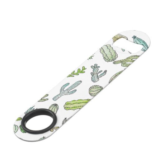 Cute Green Waterverf Paint Summer Cactus Pattern Speed Flessenopener (Achterkant Gekanteld)