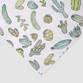 Cute Green Waterverf Paint Summer Cactus Pattern Tissuepapier (Detail)