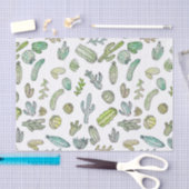 Cute Green Waterverf Paint Summer Cactus Pattern Tissuepapier (Craft)