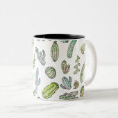 Cute Green Waterverf Paint Summer Cactus Pattern Tweekleurige Koffiemok (Voorkant rechts)