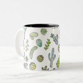 Cute Green Waterverf Paint Summer Cactus Pattern Tweekleurige Koffiemok (Voorkant links)