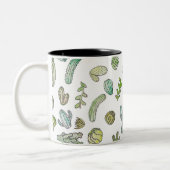Cute Green Waterverf Paint Summer Cactus Pattern Tweekleurige Koffiemok (Links)