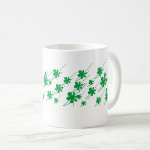 Cute green white clover floral modern koffiemok