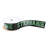 Cute Green & White Custom Name Satijnen Lint (Spoel)