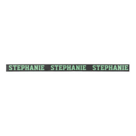 Cute Green & White Custom Name Satijnen Lint
