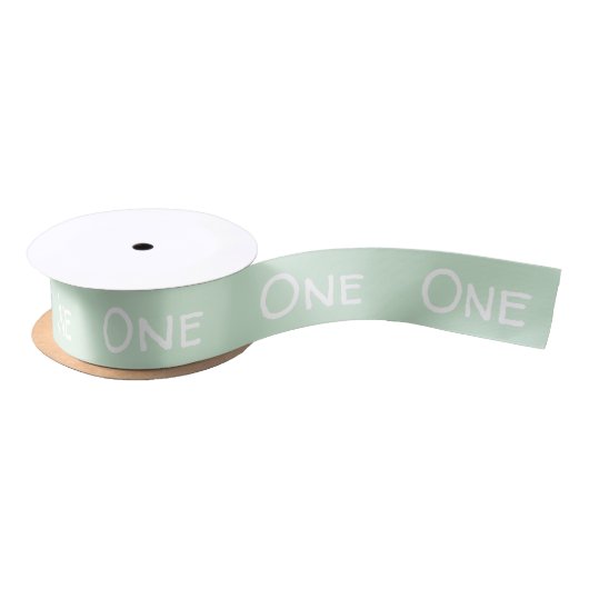 Cute Green White One Typografie Satijnen Lint (Spoel)