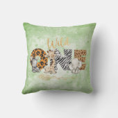 Cute Green Wild Safari Oerwoud Animals Sierkussen (Achterkant)