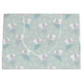 Cute Green Winter Xmas Bunny Sweater Snowflakes Groot Cadeauzakje (Voorkant)