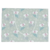 Cute Green Winter Xmas Bunny Sweater Snowflakes Groot Cadeauzakje (Achterkant)