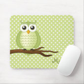  Cute Green Wise Owl | Mousepad Muismat (Met muis)