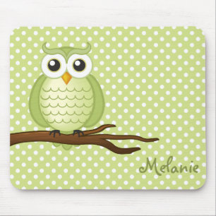  Cute Green Wise Owl   Mousepad Muismat