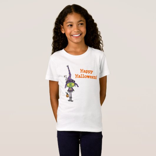 Cute Green Witch Halloween T-shirt (Voorkant volledig)
