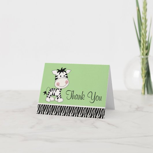 Cute Green Zebra Bedankt kaarten (Voorkant)