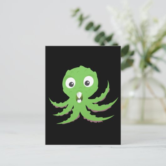 Cute Green Zee Monster Briefkaart (Staand voorkant)