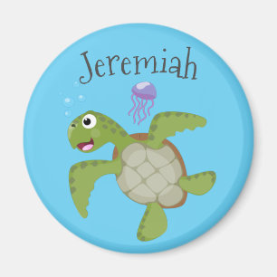 Cute green zee schildpad cartoon magneet