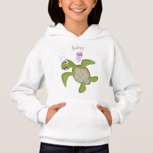 Cute green zee schildpad happy cartoon illustratie