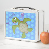 Cute green zee schildpad happy cartoon illustratie (In situ)