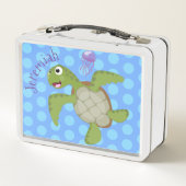 Cute green zee schildpad happy cartoon illustratie (Achterkant)