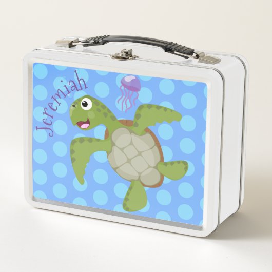Cute green zee schildpad happy cartoon illustratie (Voorkant)