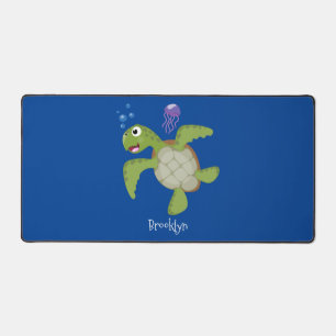 Cute green zee schildpad happy cartoon illustratie bureaumat