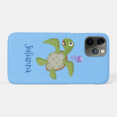 Cute green zee schildpad happy cartoon illustratie Case-Mate iPhone case (Achterkant (horizontaal))