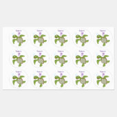 Cute green zee schildpad happy cartoon illustratie labels (Vel)
