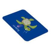 Cute green zee schildpad happy cartoon illustratie magneet (Rechterzijde)