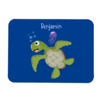 Cute green zee schildpad happy cartoon illustratie