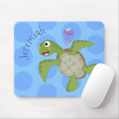 Cute green zee schildpad happy cartoon illustratie muismat (Met muis)