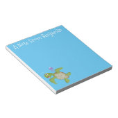 Cute green zee schildpad happy cartoon illustratie notitieblok (Schuin)
