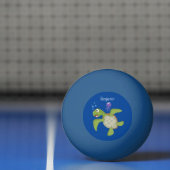 Cute green zee schildpad happy cartoon illustratie pingpongbal (Net)