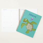 Cute green zee schildpad happy cartoon illustratie planner (Display)