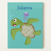 Cute green zee schildpad happy cartoon illustratie planner (Achterkant)