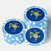 Cute green zee schildpad happy cartoon illustratie poker chips (Opstapeling)