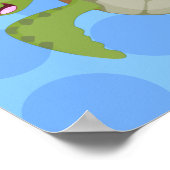 Cute green zee schildpad happy cartoon illustratie poster (Hoek)