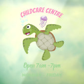 Cute green zee schildpad happy cartoon illustratie raamsticker (Vel 3)