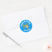 Cute green zee schildpad happy cartoon illustratie ronde sticker (Envelop)