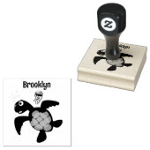 Cute green zee schildpad happy cartoon illustratie rubberstempel (Gestempeld)