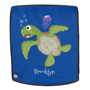 Cute green zee schildpad happy cartoon illustratie rugtassen