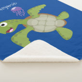 Cute green zee schildpad happy cartoon illustratie sherpa deken (3/4)