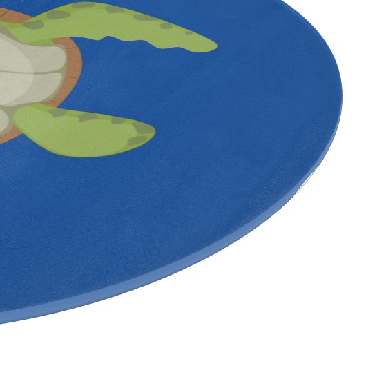 Cute green zee schildpad happy cartoon illustratie snijplank (Hoek)